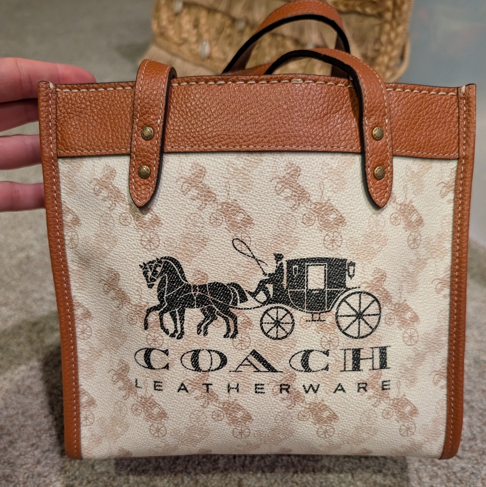 Coach Tan and Cream Leather Tote